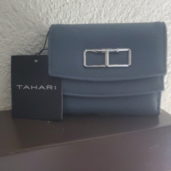Tahari Handbags - Tahari NWT Elia Trifold RFID Slate Blue Mist Wallet with Silver Hardware